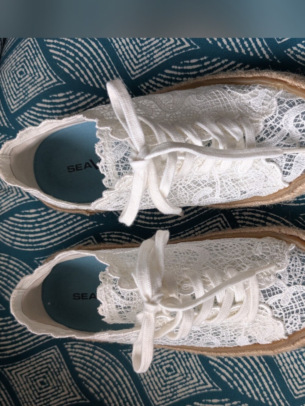 SeaVees White Lace Espadrille Sneakers 7.5 - Picture 3 of 10